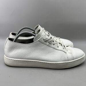 Santoni White Leather Casual Shoes Men Size 11 US Low Top Made Italy Sneakers